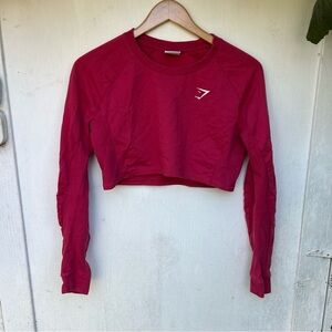 Gymshark Pink Cropped Long Sleeve Shirt Size Small